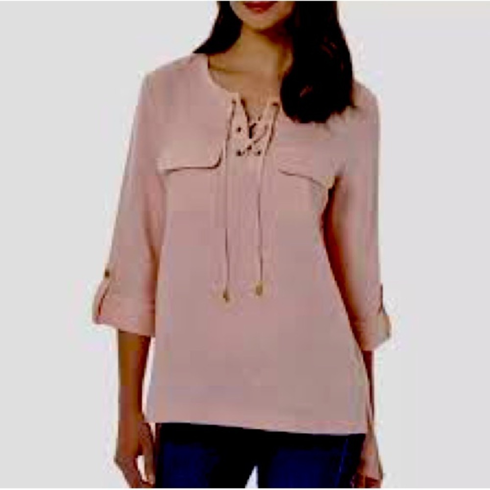 Company Ellen Tracy Peach Linen Tunic Sz Medium New w tags!